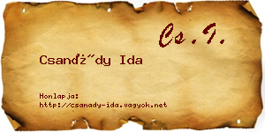 Csanády Ida névjegykártya